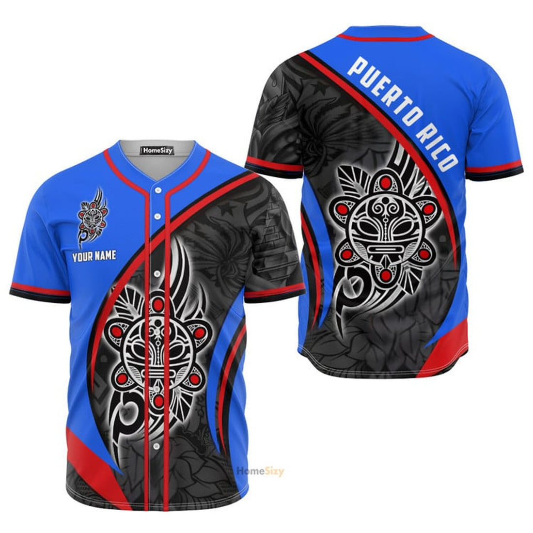 Custom Sol Taino Puerto Rico Personalized Baseball Jersey S-5XL