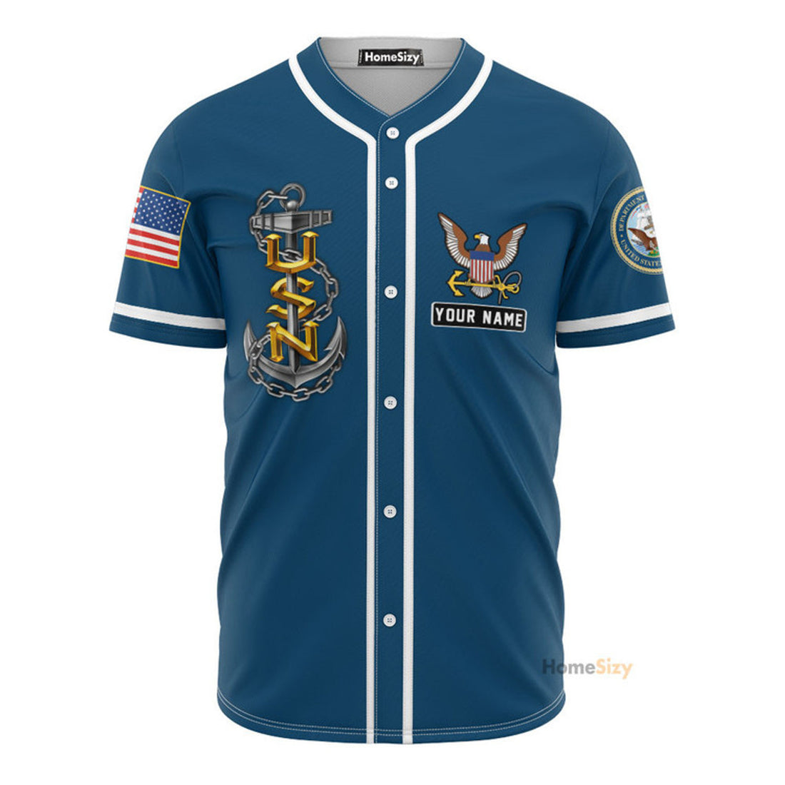 Custom Name US Navy Veteran Anchor Baseball Jersey S-5XL