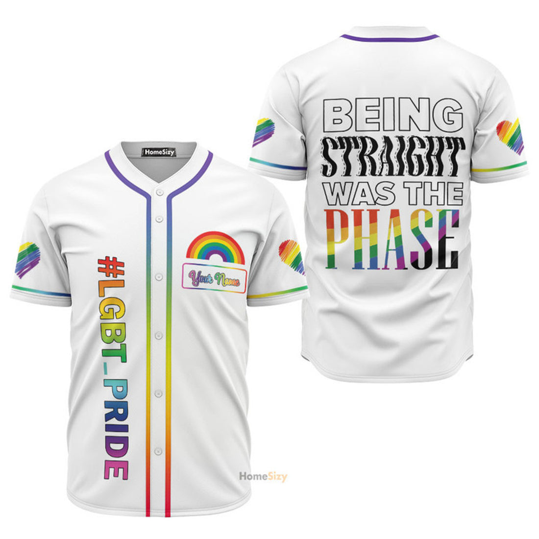 Custom Name LGBT Phase Pride Personalized Baseball Jersey S-5XL