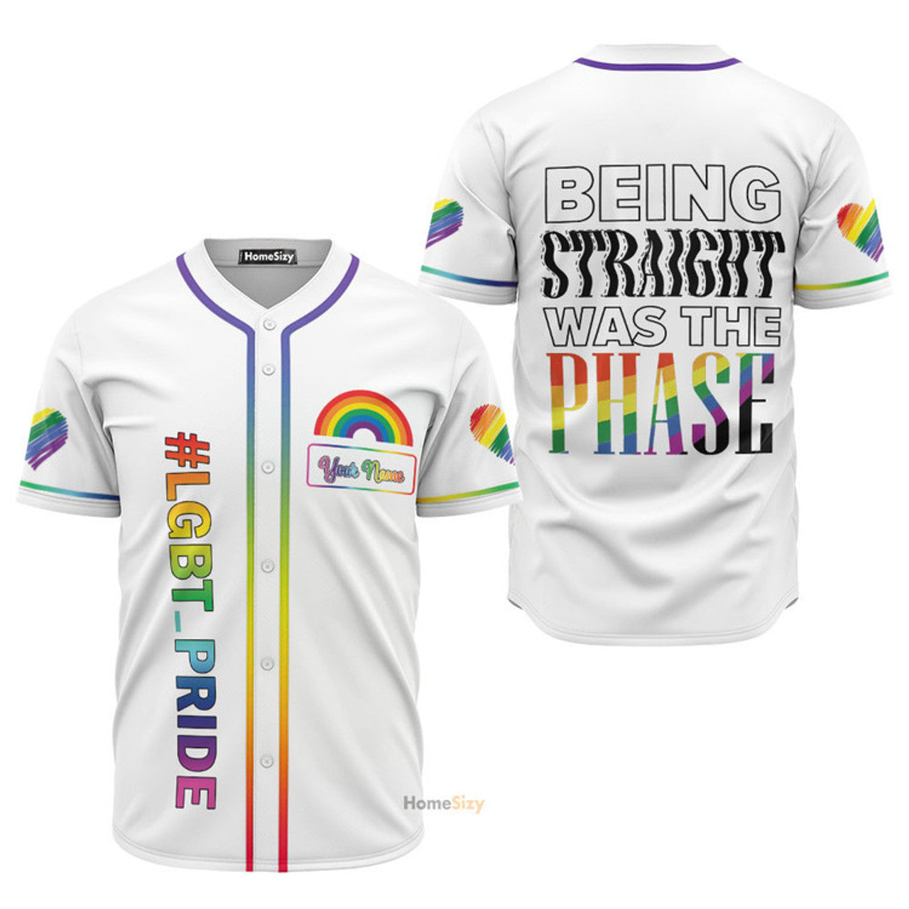 Custom Name LGBT Phase Pride Personalized Baseball Jersey S-5XL