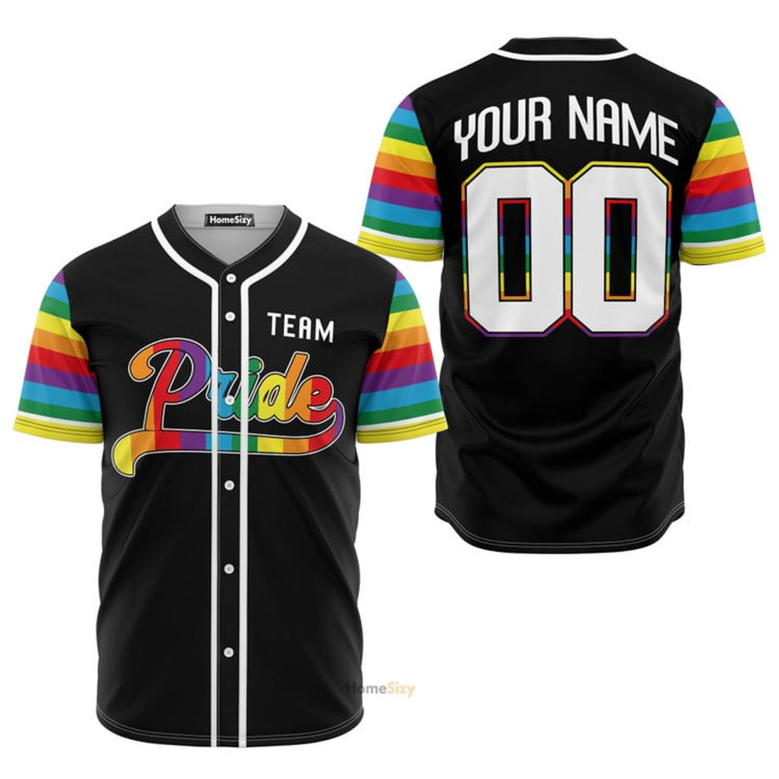 Custom Name Number LGBT Team Pride Baseball Jersey S-5XL