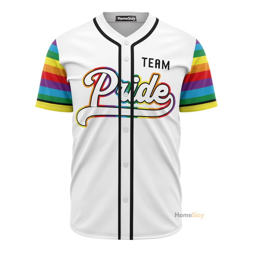 Custom LGBT Team Pride White Personalized Baseball Jersey S-5XL