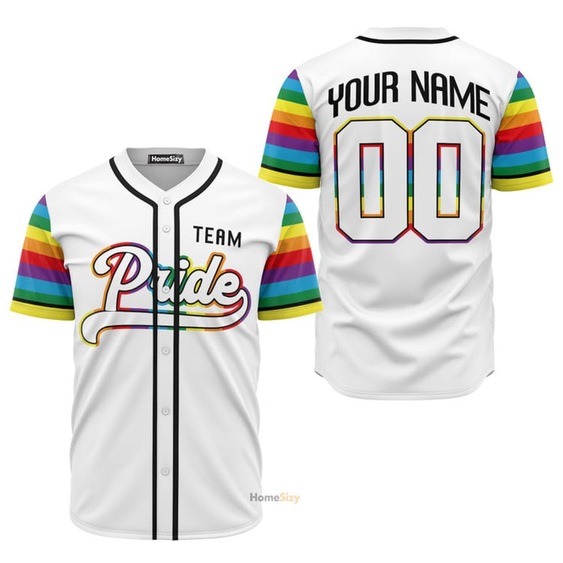 Custom LGBT Team Pride White Personalized Baseball Jersey S-5XL