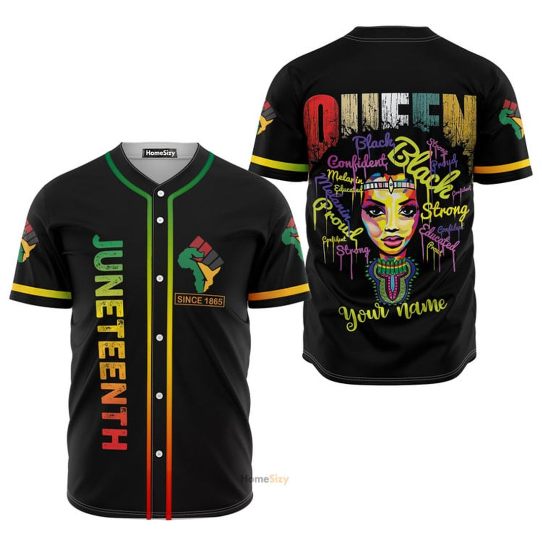 Custom Juneteenth Since 1865 Black Queen Baseball Jersey S-5XL