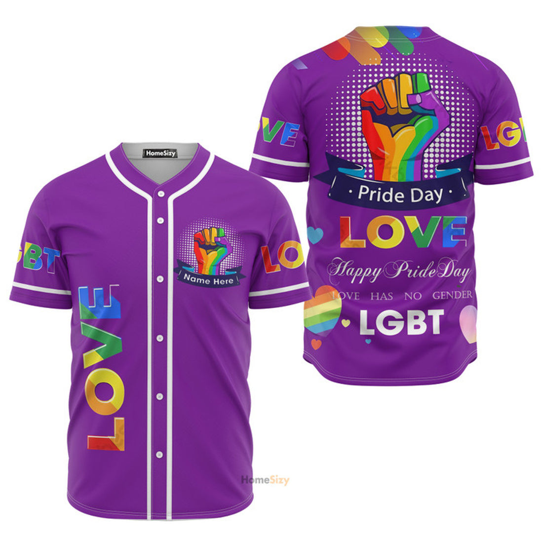 Custom Name LGBT Love Personalized Baseball Jersey S-5XL