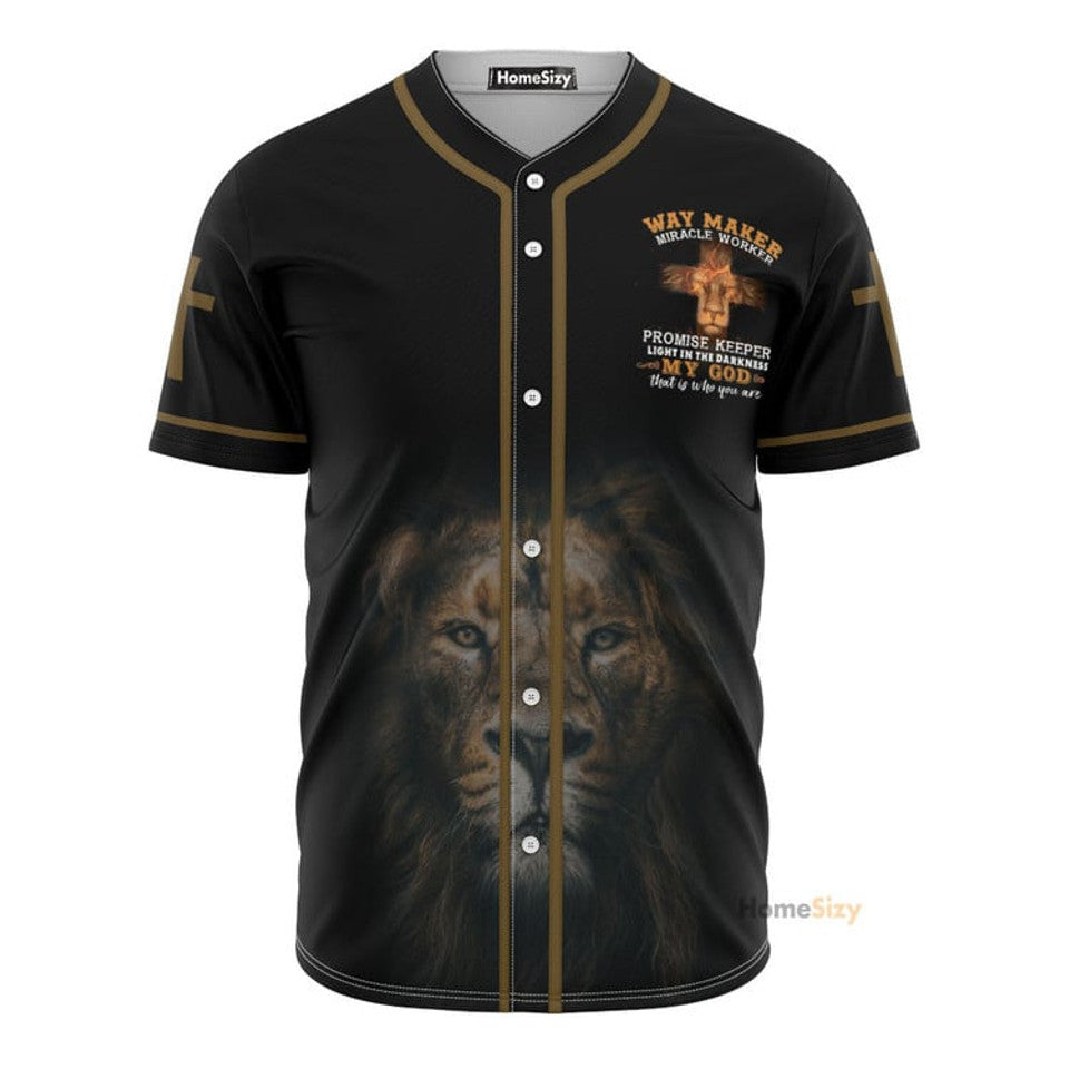Jesus And Lion Way Maker Miracle Worker Baseball Jersey S-5XL