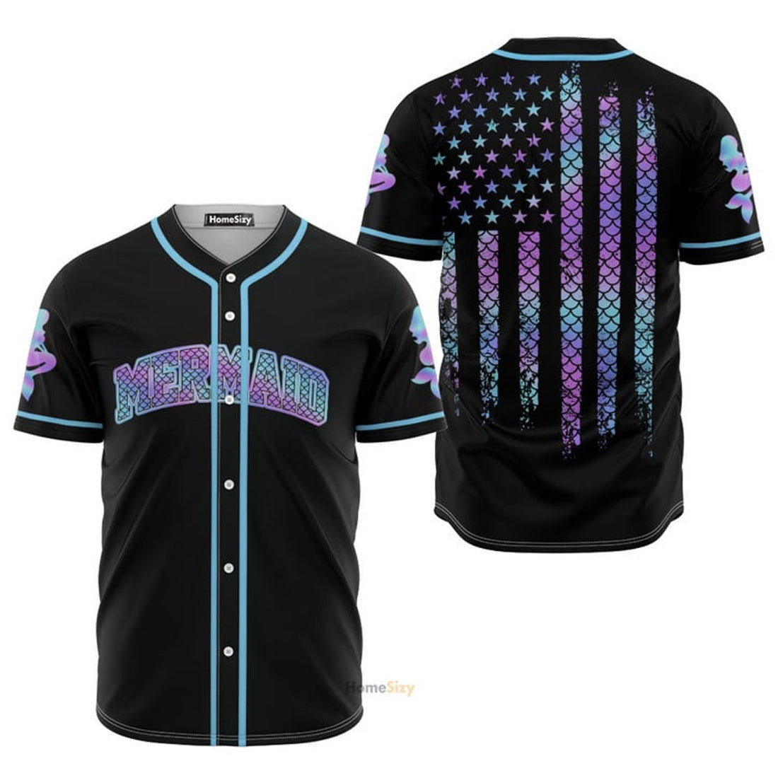 Hologram Mermaid Baseball Jersey S-5XL
