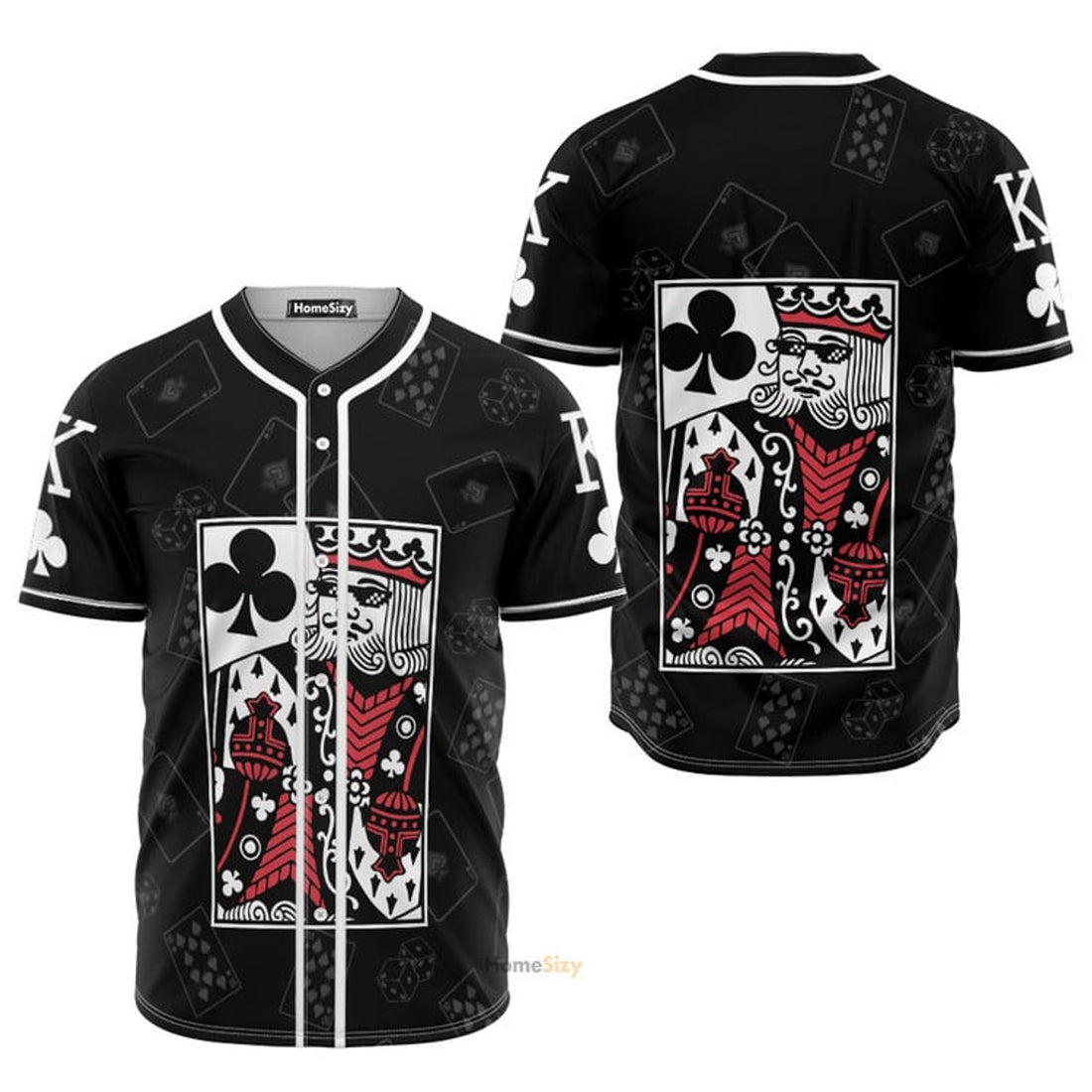 King Card Casino Black Baseball Jersey S-5XL