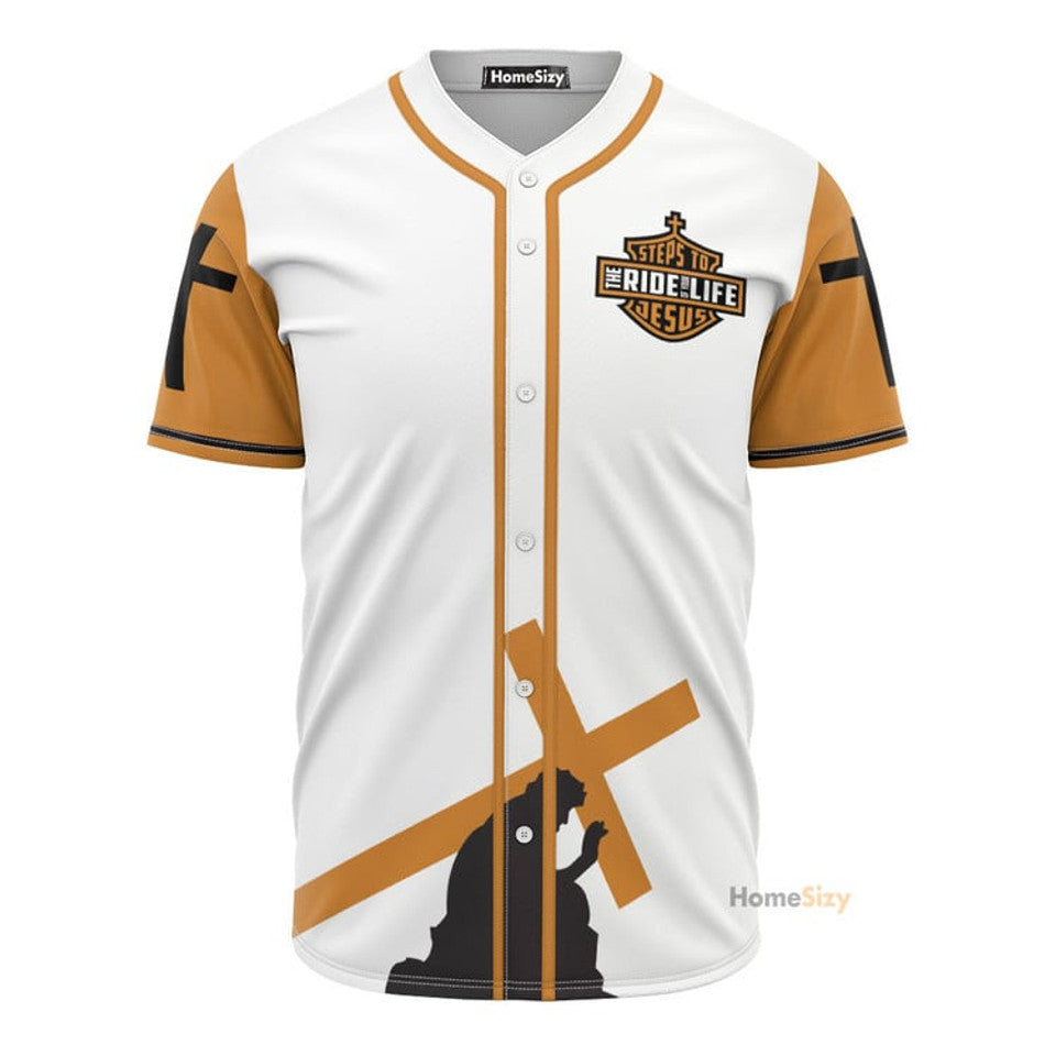 Steps To Jesus The Ride of Your Life Baseball Jersey S-5XL