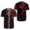 Viking Raven Black Red Baseball Jersey S-5XL