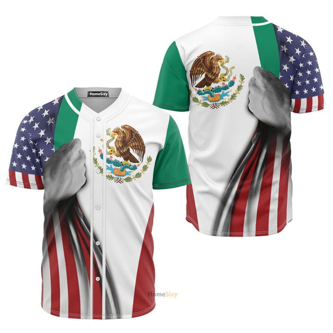 Mexico Flag Eagle Baseball Jersey S-5XL