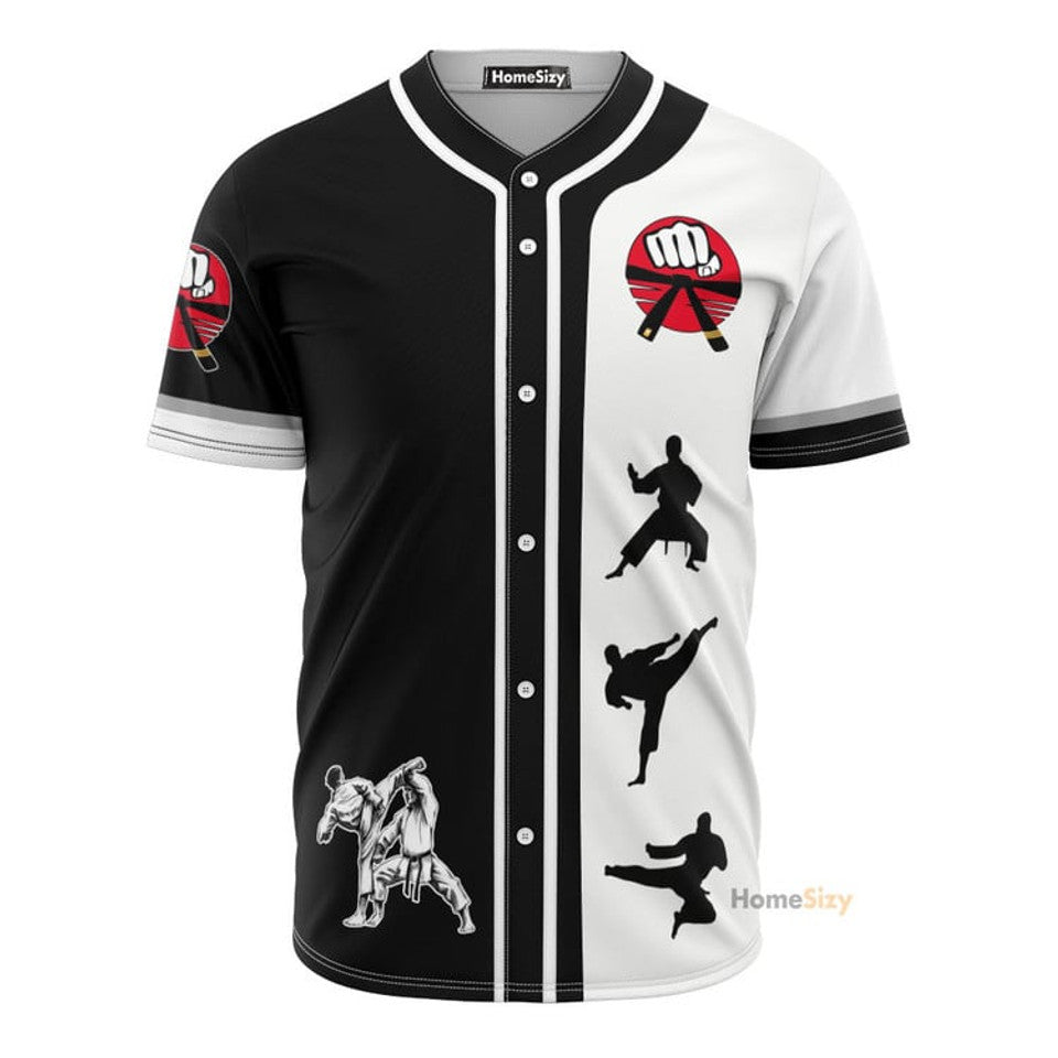 Karate Black And White Baseball Jersey S-5XL