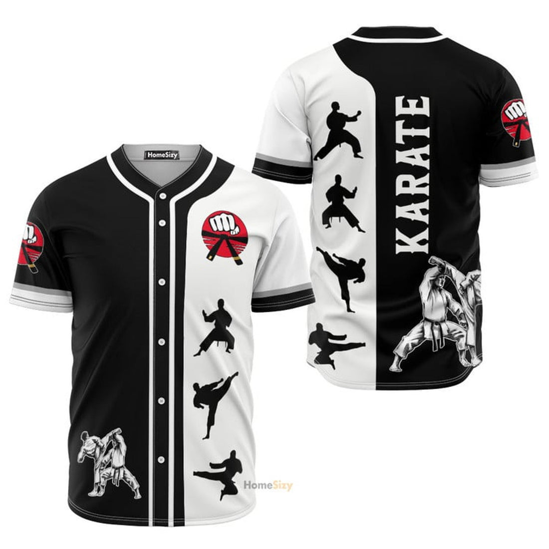 Karate Black And White Baseball Jersey S-5XL