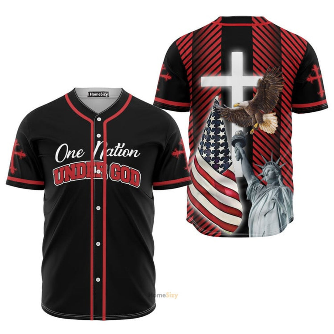 Eagle Jesus One Nation Under God Baseball Jersey S-5XL
