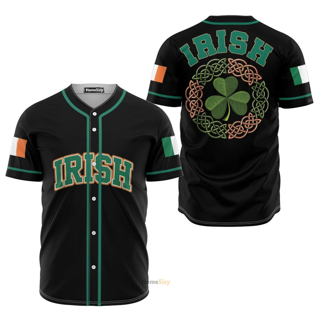 Irish Celtic Black Green Baseball Jersey S-5XL
