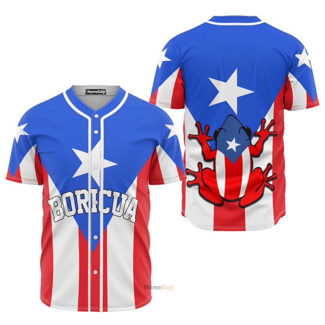 Puerto Rico Frog Boricua Flag Baseball Jersey S-5XL