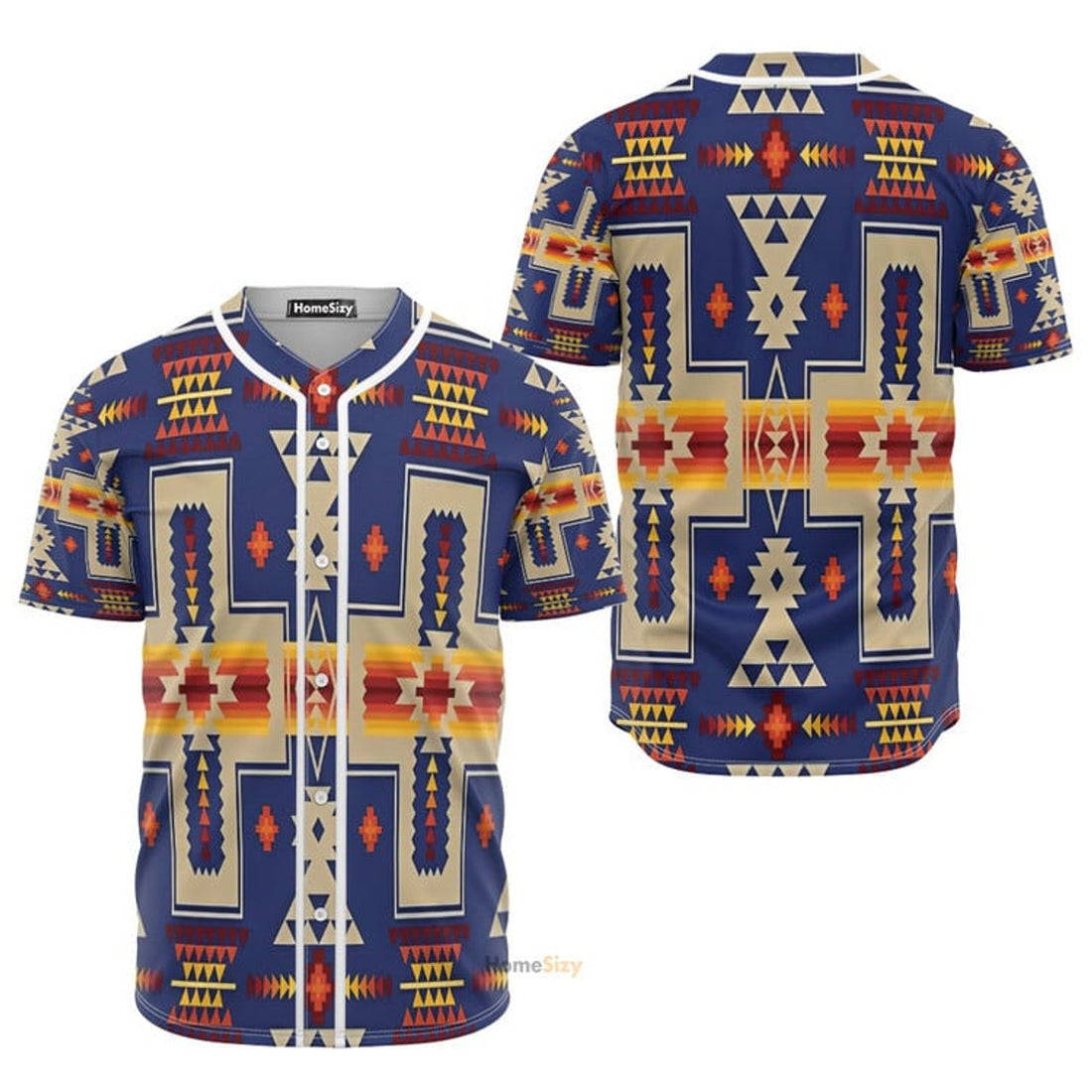 Navy Tribe Design Native American Baseball Jersey S-5XL