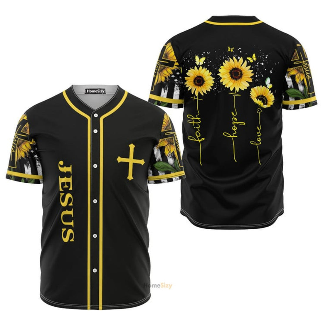 Amazing Sunflower And Jesus Baseball Jersey S-5XL