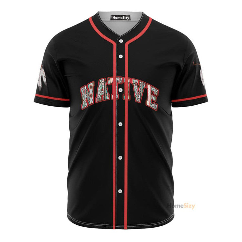 Personalized Native American Feathers Red Baseball Jersey S-5XL
