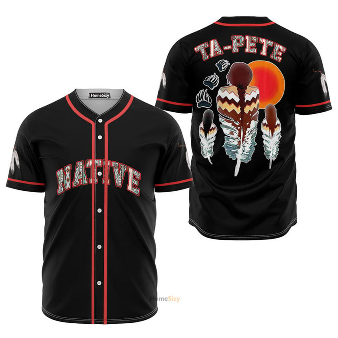 Personalized Native American Feathers Red Baseball Jersey S-5XL