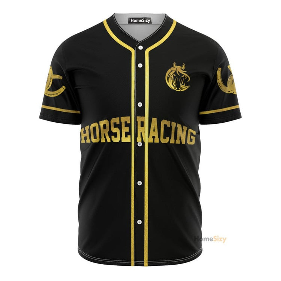 Personalized Baseball Jersey Horse Racing Golden Baseball Jersey S-5XL
