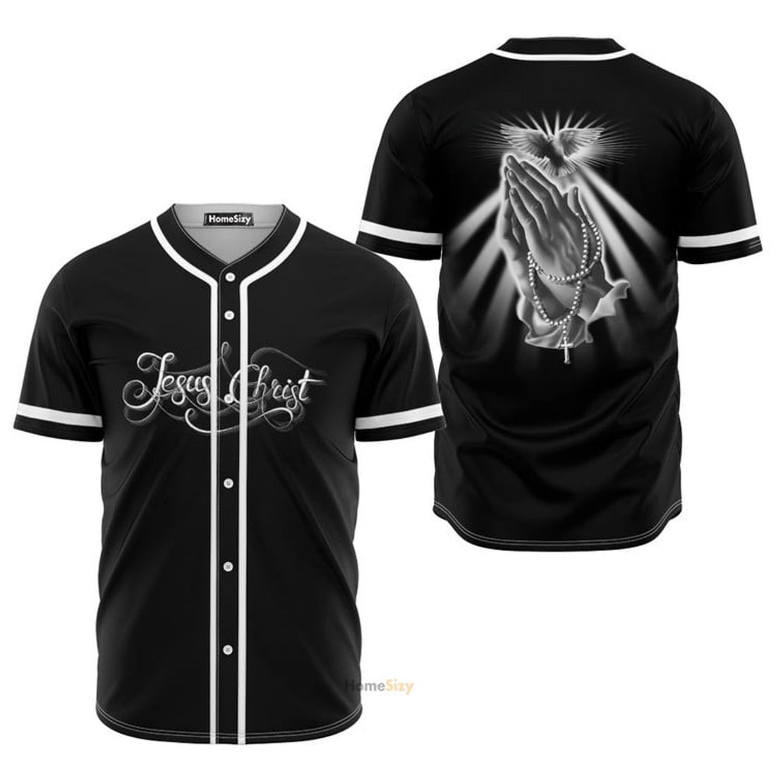 Jesus Christ Hand Black and White Baseball Jersey S-5XL