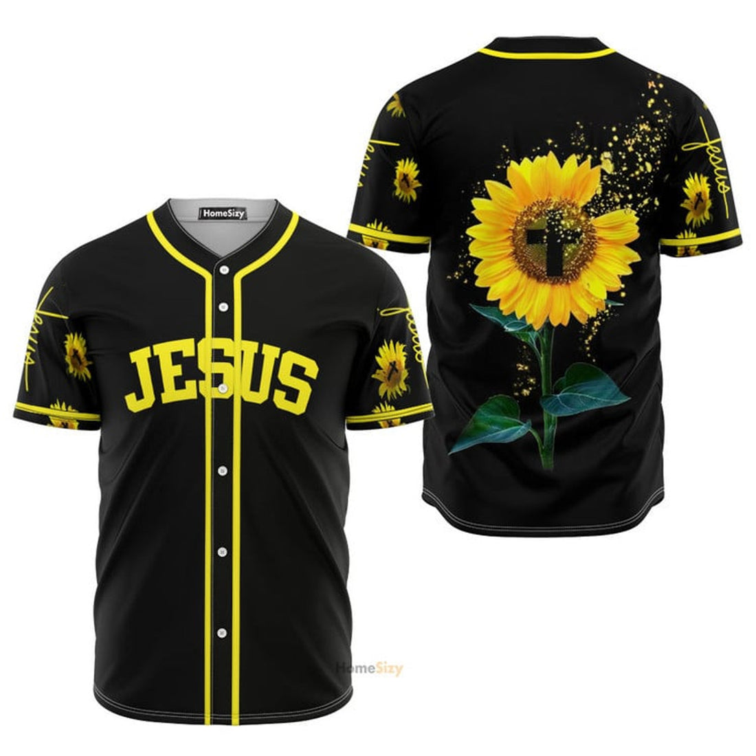 Holiday Jesus Sunflower Baseball Jersey S-5XL