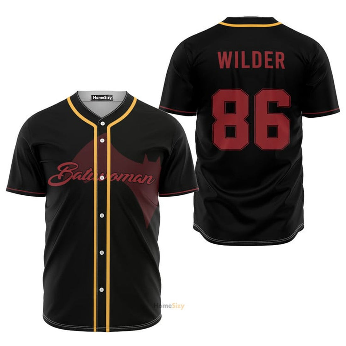 Batwoman Black Red Baseball Jersey S-5XL