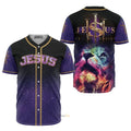 Jesus And Lion Purple Galaxy Baseball Jersey S-5XL