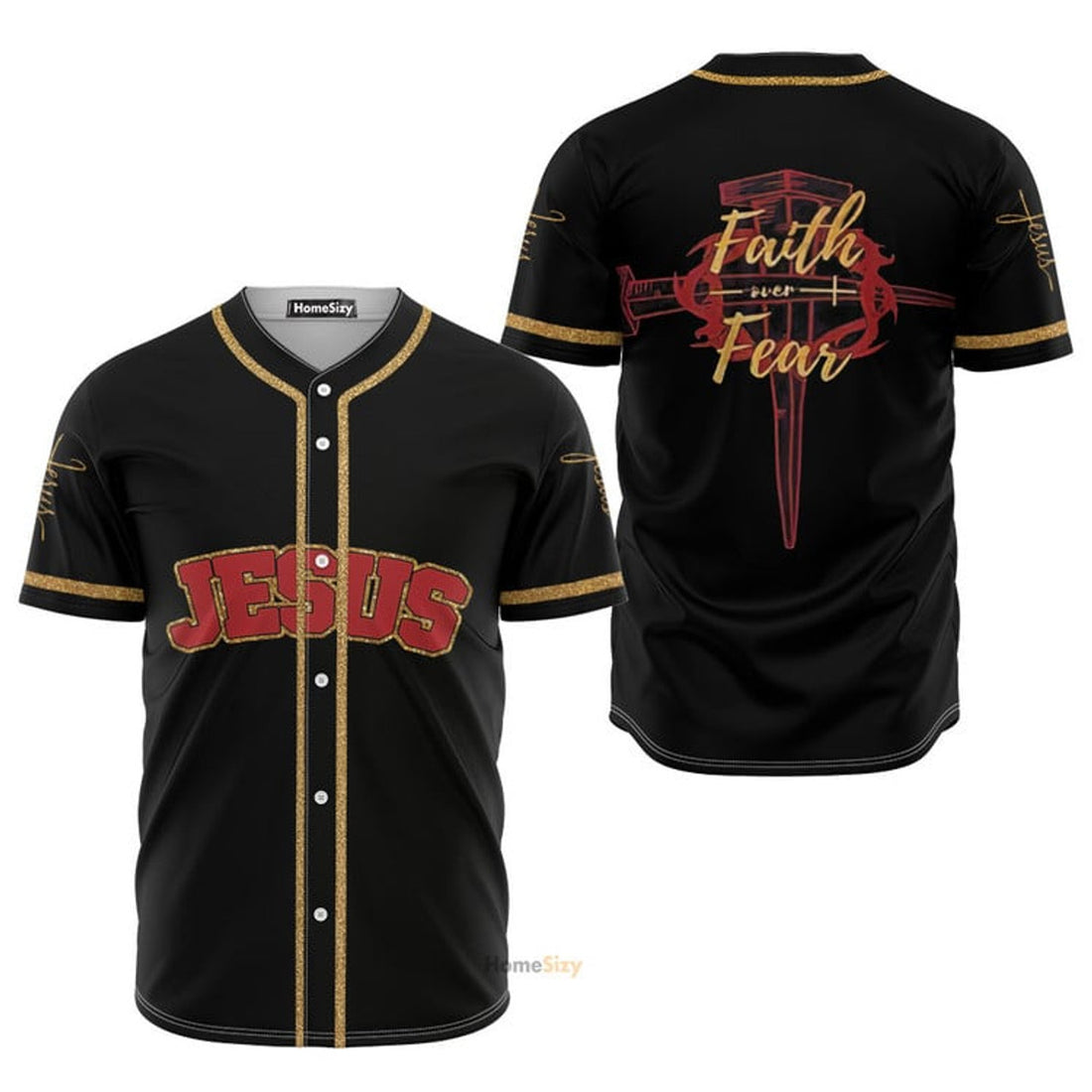 God Jesus Faith Over Fear Baseball Jersey S-5XL