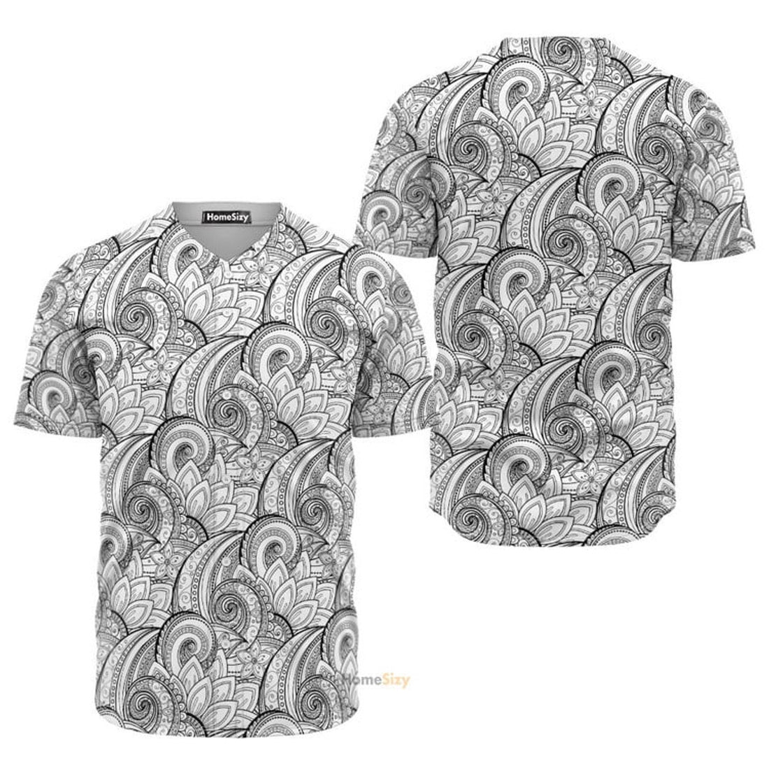 Zentangle Flower Pattern Baseball Jersey S-5XL