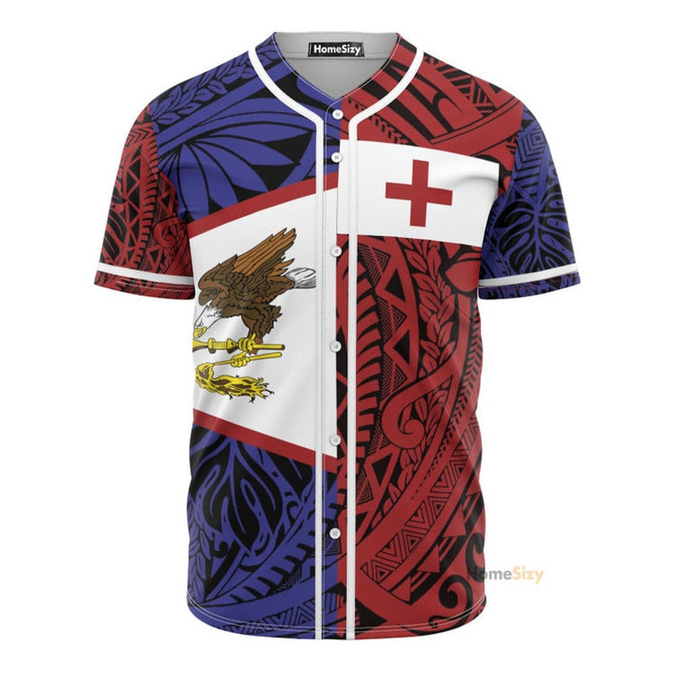 American Samoa Tonga Polynesian Pattern Baseball Jersey S-5XL