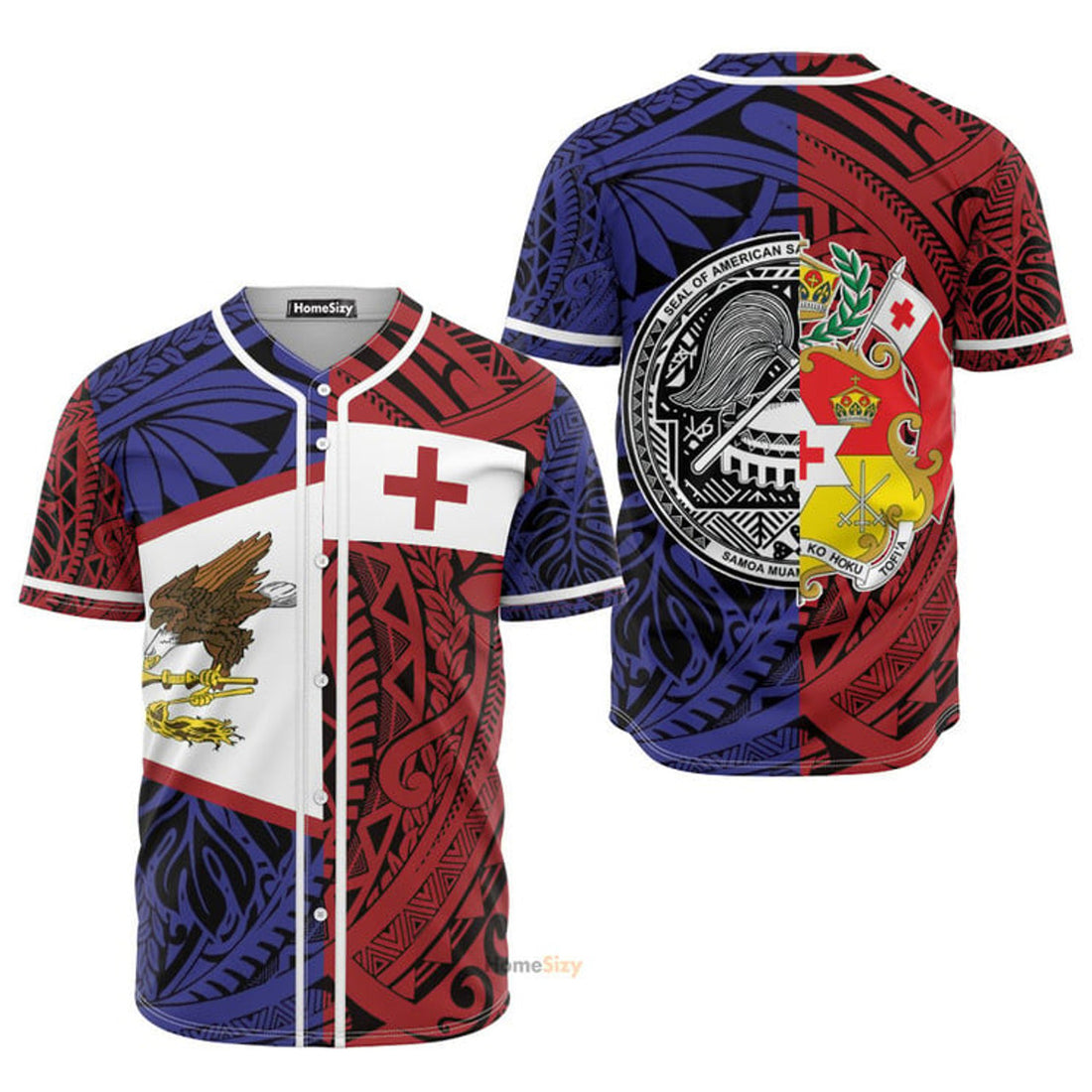 American Samoa Tonga Polynesian Pattern Baseball Jersey S-5XL