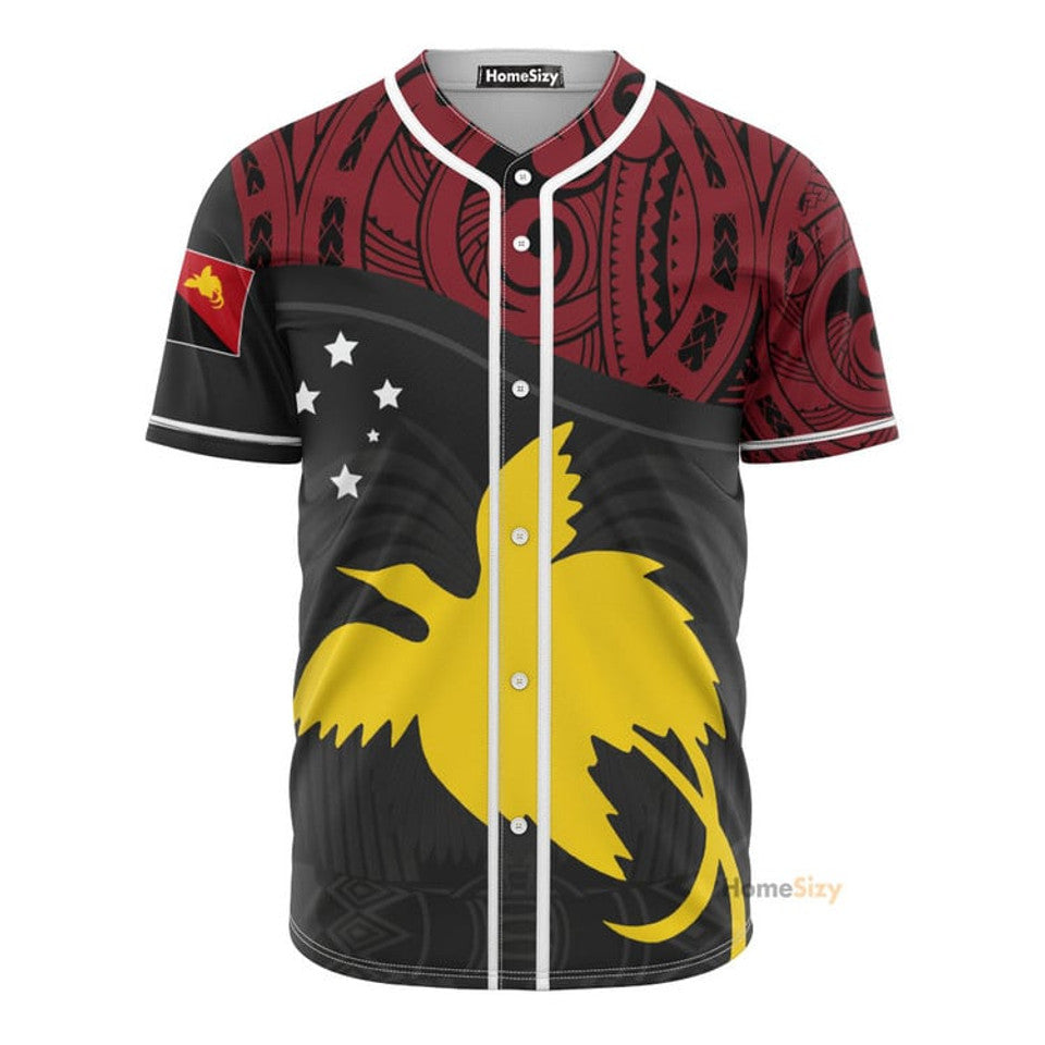 Papua New Guinea Flag with Raggiana Bird Of Paradise - Baseball Jersey