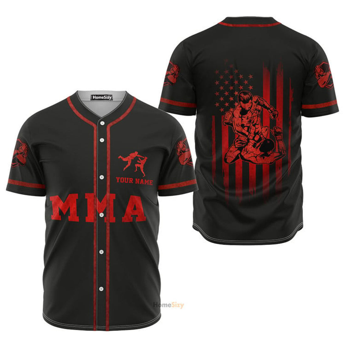 Custom Name MMA Mixed Martial Arts Baseball Jersey S-5XL