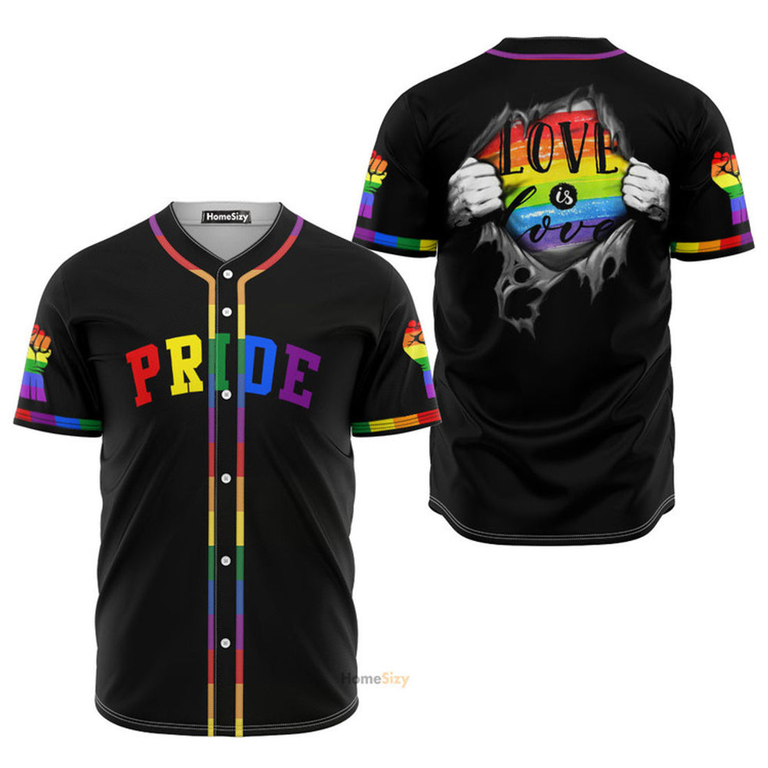 LGBT Pride Love Is Love Baseball Jersey S-5XL