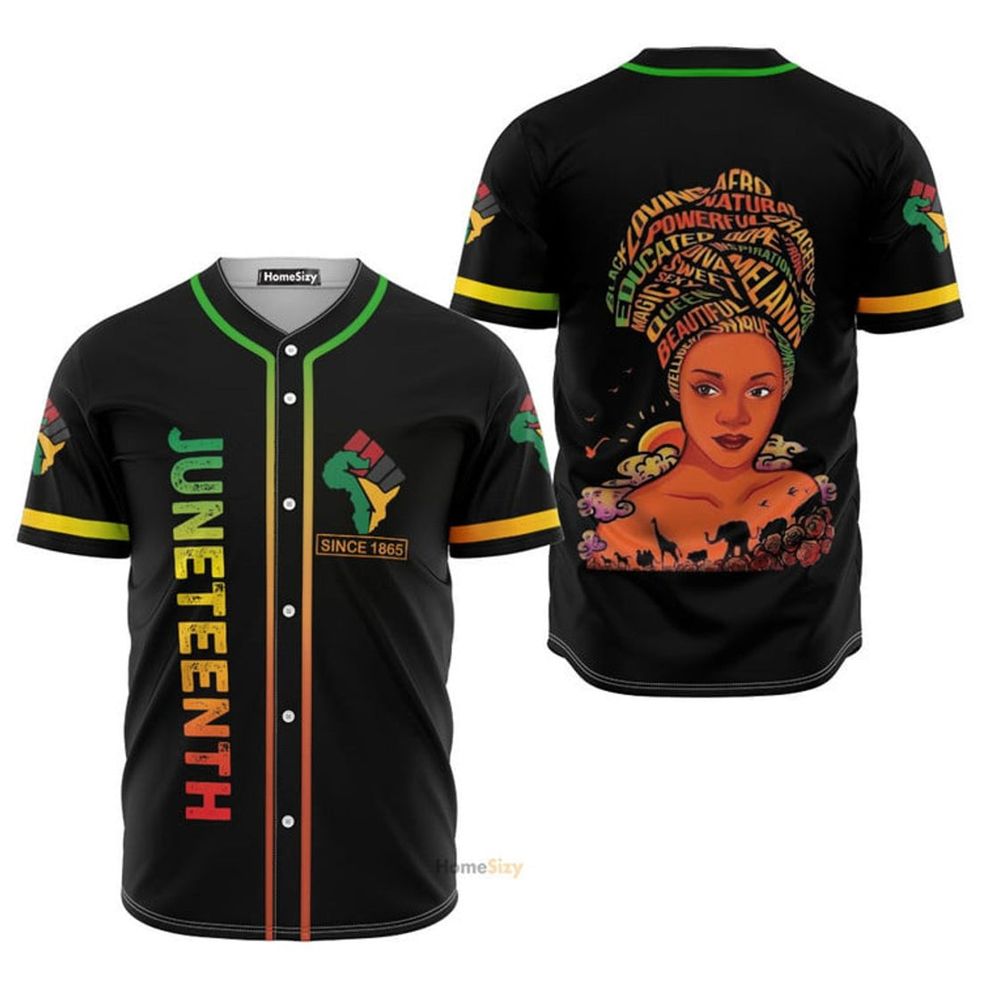 Juneteenth Since 1865 Afro Girl Magic Baseball Jersey S-5XL