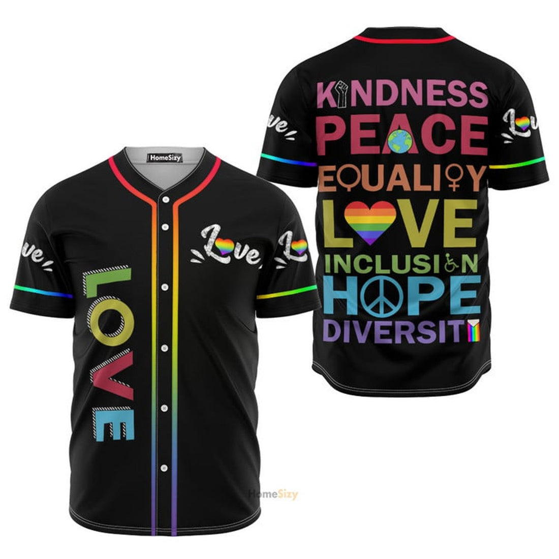 LGBT Love Love Baseball Jersey S-5XL