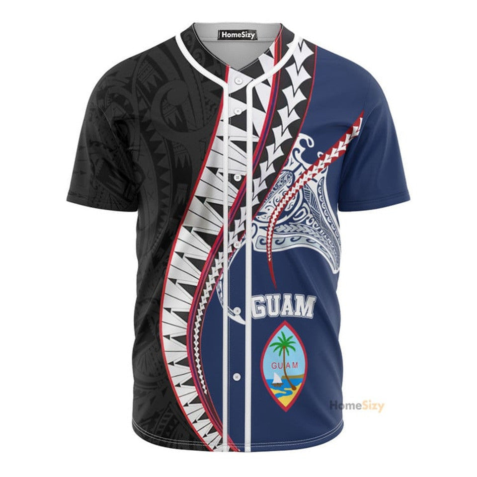 Guam Polynesian Manta Baseball Jersey S-5XL