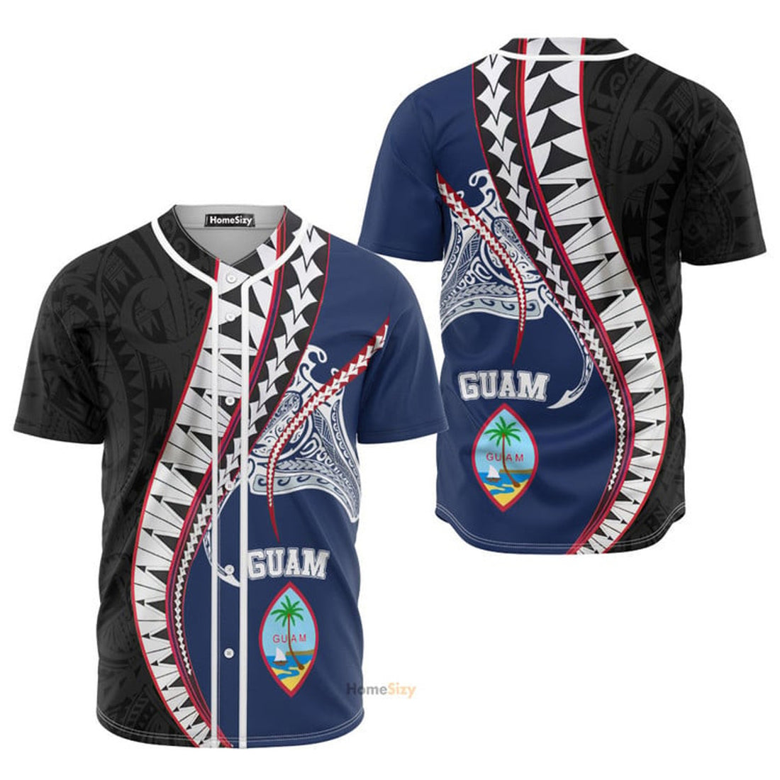 Guam Polynesian Manta Baseball Jersey S-5XL