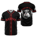 Native American Black Red Baseball Jersey S-5XL