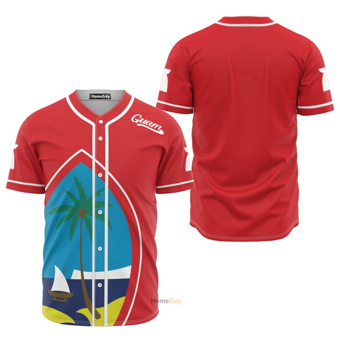 Guam Seal Red Baseball Jersey S-5XL