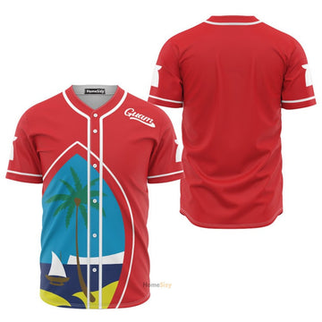 Guam Seal Red Baseball Jersey S-5XL