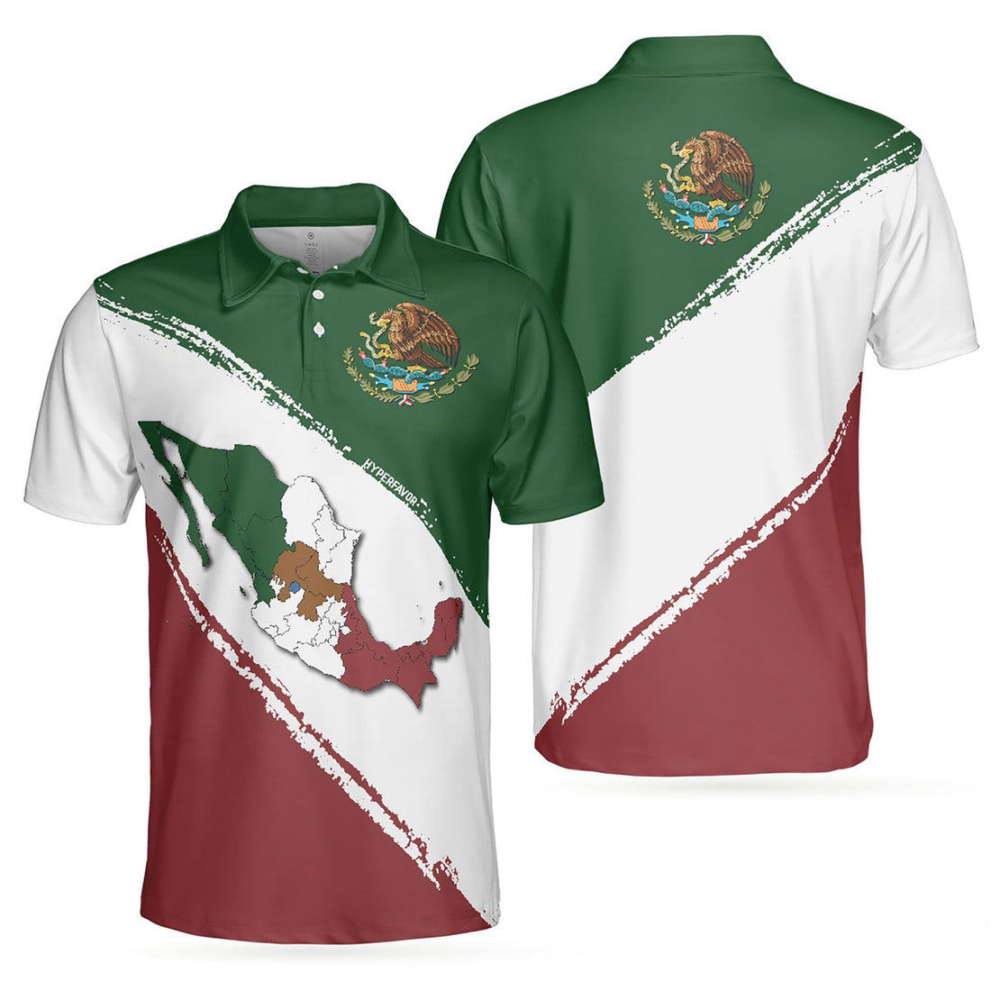 Mexico Map Patriotic Mexican Symbol Men's Polo Shirt S-5XL