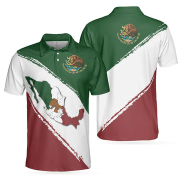 Mexico Map Patriotic Mexican Symbol Men's Polo Shirt S-5XL
