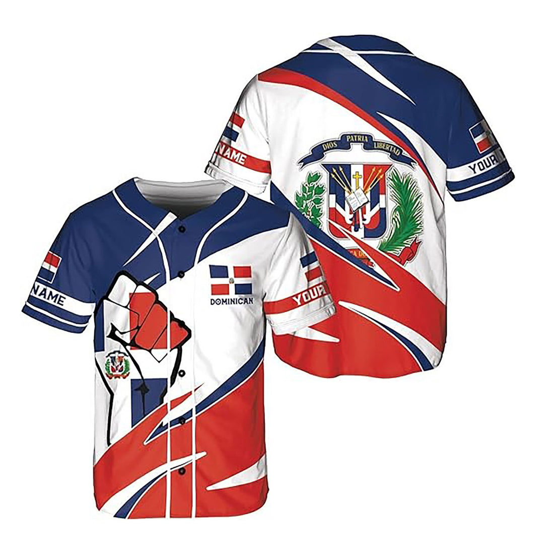 Personalized Name Dominican Republic Flag Coat of Arms Black Lives Matter Baseball Jersey S-5XL