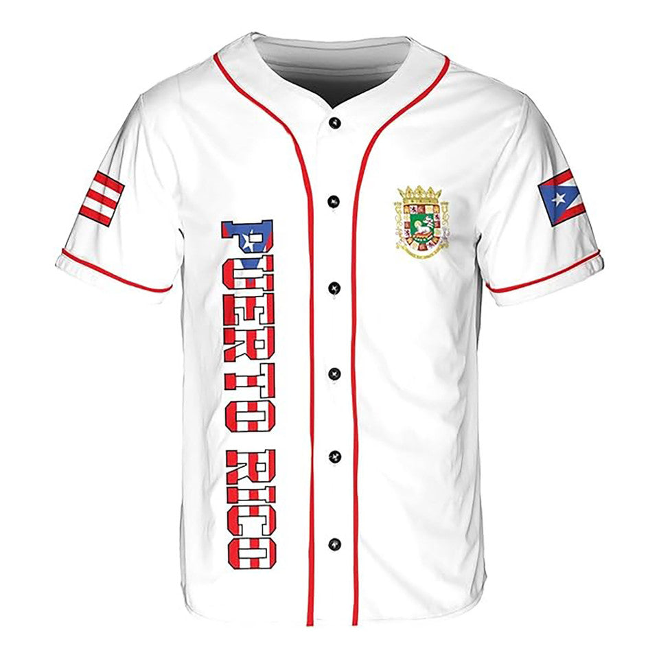 Personalized Puerto Rico Puerto Rican Flag Turtle Symbol White Baseball Jersey S-5XL