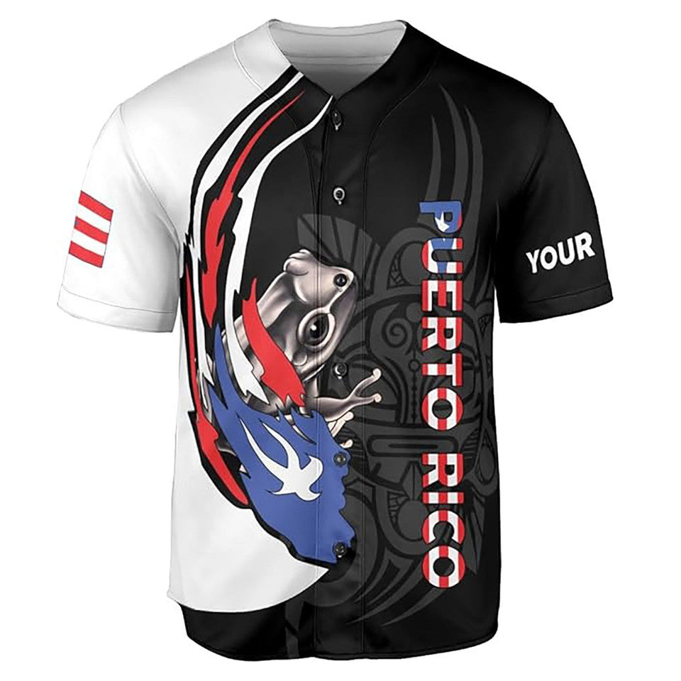 Personalized Puerto Rico Puerto Rican Flag Frog Symbol Camisa Baseball Jersey S-5XL