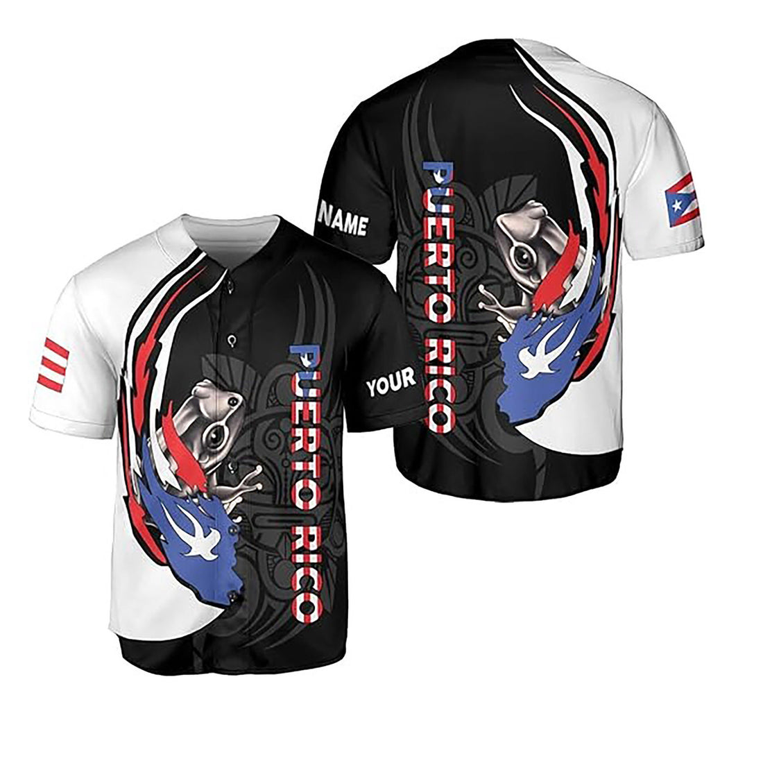 Personalized Puerto Rico Puerto Rican Flag Frog Symbol Camisa Baseball Jersey S-5XL