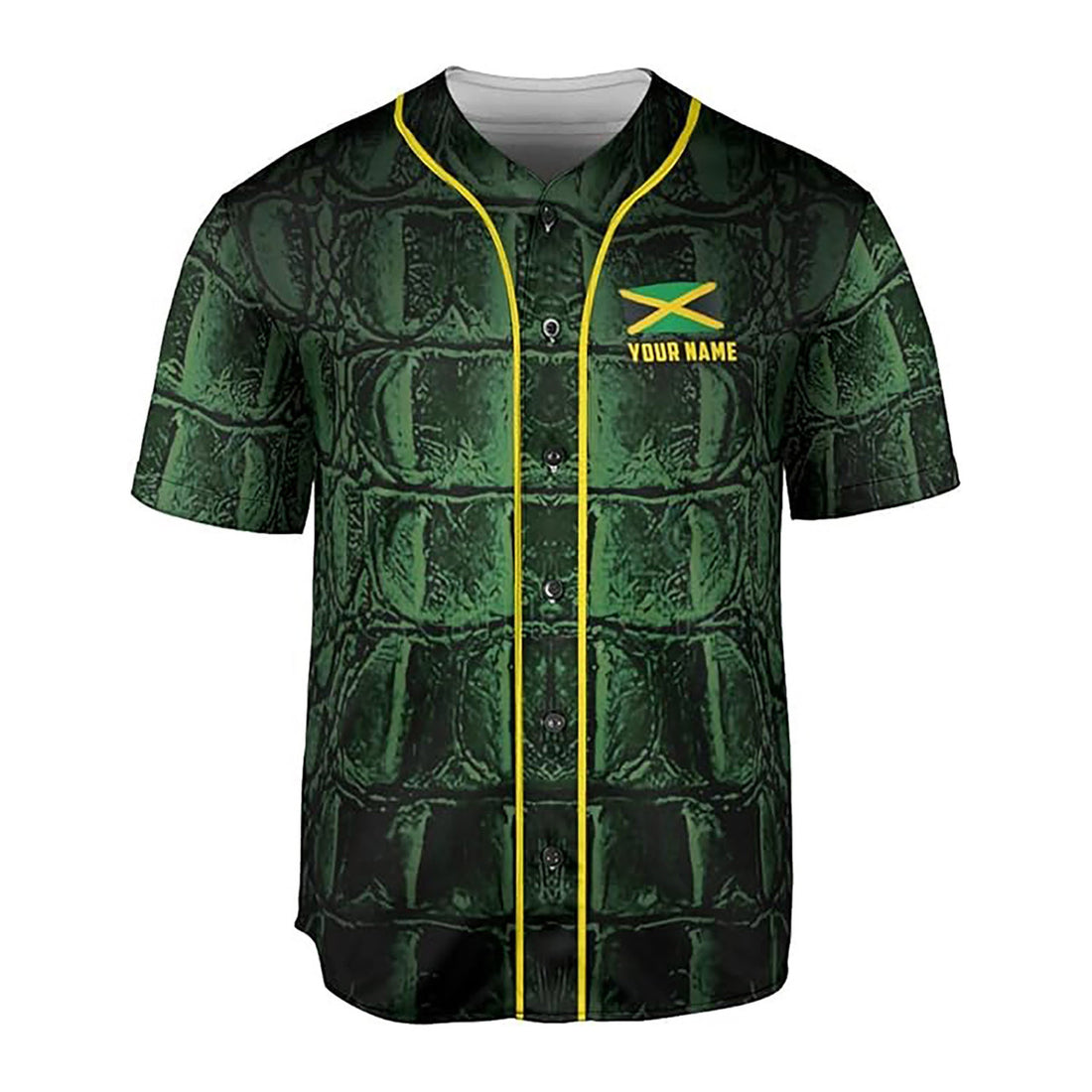 Personalized Name Jamaica Flag Coat of Arms Alligator Baseball Jersey S-5XL